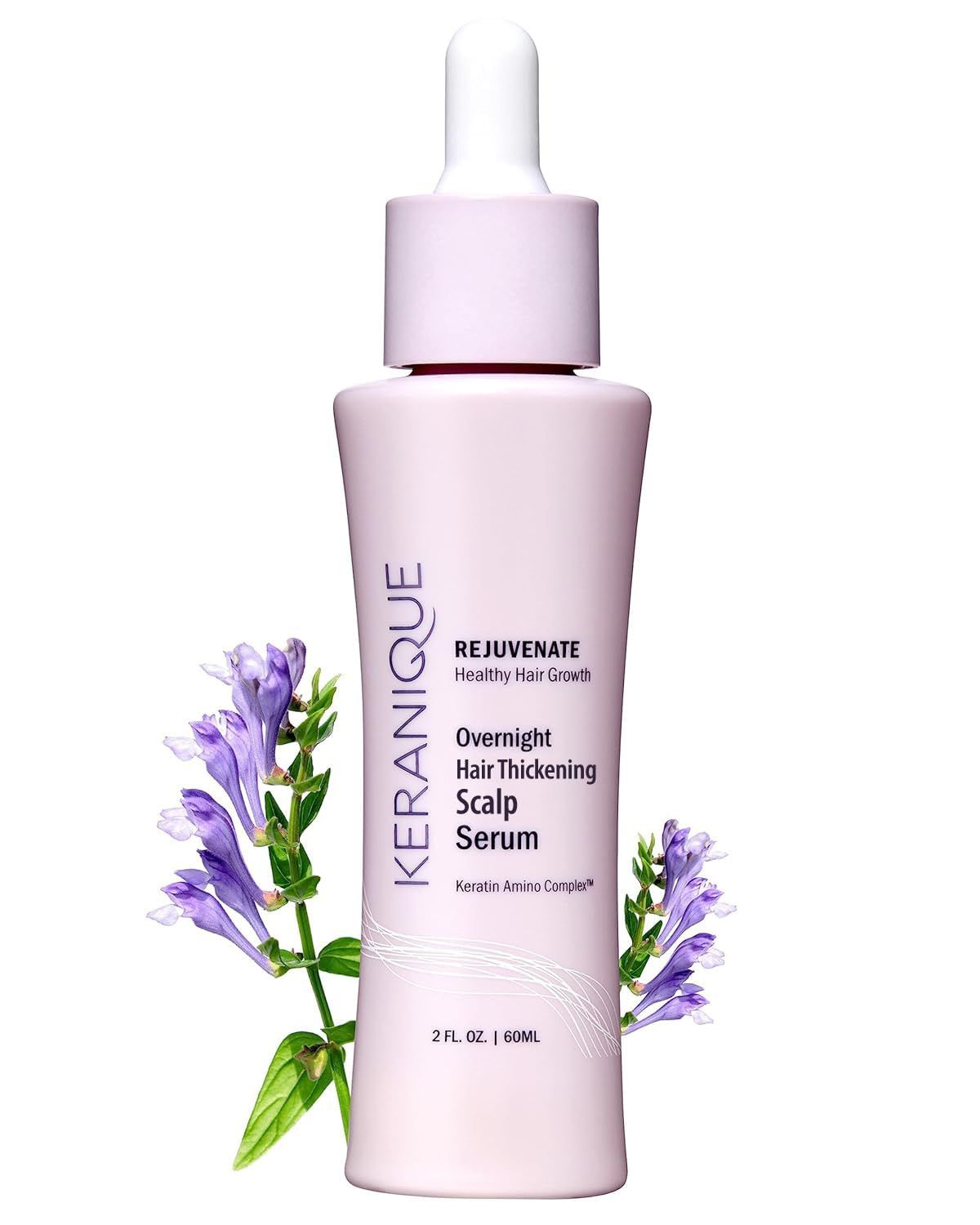 Keranique Overnight Hair Serum - Improves Growth Conditions for Thinning Hair - Hydrates Frizzy and Damaged Hair - Keratin Enriched for Women - 2 oz