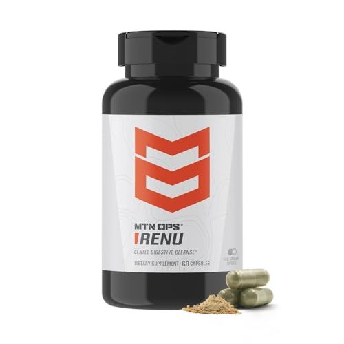 MTN OPS Renu for Gentle Digestive Cleanse, Psyllium Husk Powder for Digestive Health Metabolism Booster, 60 Capsules, 30 Servings