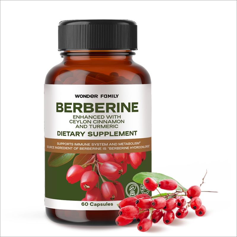 Berberine Supplement 500mg with Probiotics, Vitamin D, and Vitamin K - 60 Berberine Capsules - Berberine 500mg for Weight Balance, Water Loss, Gut Health - Berberine with Ceylon Cinnamon Supplement