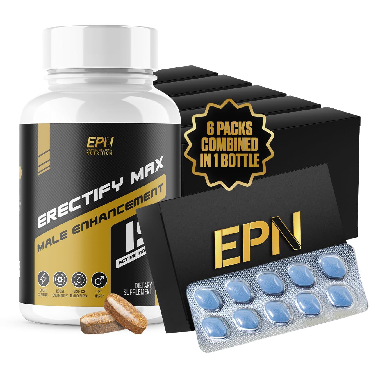 ERECTIFY MAX Pills for Men Fast Acting Erection Support 1 New Ultra Dosed Male Enhancement to Maximize Blood Flow, Thickness Boost Libido Horny Goat Weed 18 Ingredients - 60 Pills