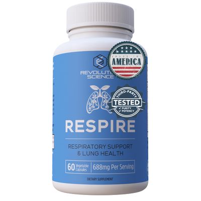 Revolution Science Respire Lung Support Supplement - Lung Cleanse Lung Detox, Lung Health Formula with Quercetin, Bromelain Butterbur for Clear Lungs, Breathing Bronchial Support - 60 Capsules