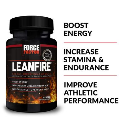 FORCE FACTOR LeanFire, 3-Pack, Pre Workout Energy Pills with Green Tea Extract and Caffeine to Increase Energy, Build Lean Muscle, Improve Athletic Performance, and Enhance Focus, 90 Capsules