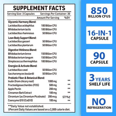 Probiotics for Men, Advanced 50 Mens Probiotic, Comprehensive Gut Energy Support with 850 Billion CFU, 1800mg Prebiotics Fiber - Tailored Wellness mens probiotics for gut health over 50, 90 Capsule