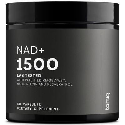 Toniiq Ultra High Strength 1500mg NAD Supplement - Clinically Studied Ingredients with Patented RiaGev-WS , Resveratrol, and Niacin - 60 Capsules