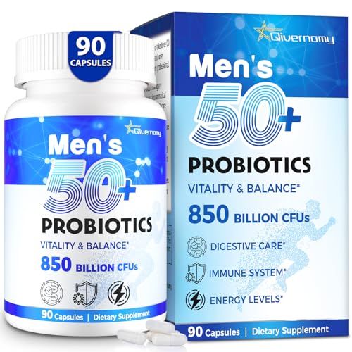 Probiotics for Men, Advanced 50 Mens Probiotic, Comprehensive Gut Energy Support with 850 Billion CFU, 1800mg Prebiotics Fiber - Tailored Wellness mens probiotics for gut health over 50, 90 Capsule