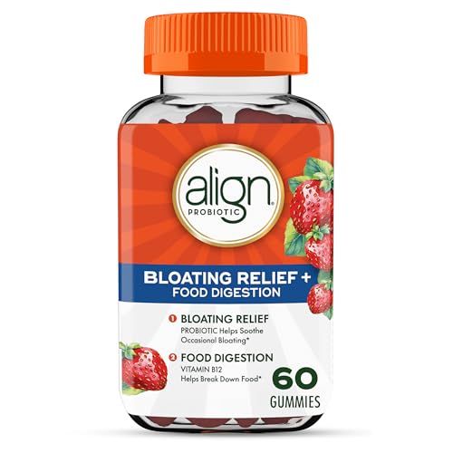Align Probiotic, Bloating Relief Food Digestion, Probiotics for Women and Men, Probiotic Helps Soothe Occasional Bloating, With Vitamin B12 to Help Break Down Food into Cellular Energy,60 Gummies