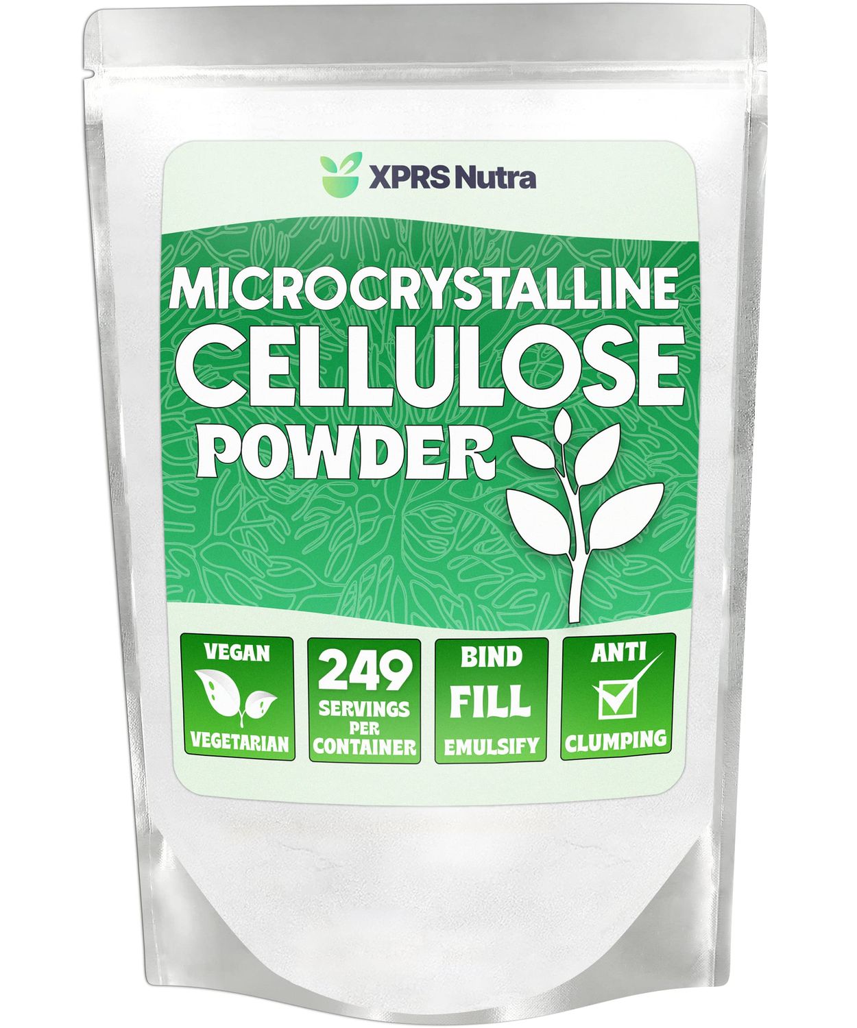 XPRS Nutra Microcrystalline Cellulose Powder - Odorless Cellulose Fiber Powder - 100 Pure Powdered Cellulose Supplement is an Insoluble Fiber for Pill Binder Mix and Cellulose Paste 1.10 Pounds