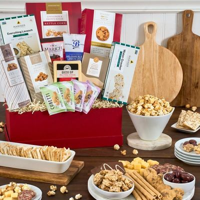 Snack Gift Basket Premium of Meat, Cheese, Cookies, Chocolate and Popcorn by GourmetGiftBaskets.com