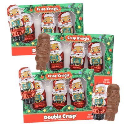 Sweetzo Double Crisp Kringles, Individually Wrapped Chocolate Candies, Christmas Stocking Stuffer Candy Gift, 3 in Each - 3 Ounces Pack of 3