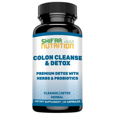 SHIFAA NUTRITION Premium Colon Cleanse Herbal Detox Pills 2x15 Days Supply with Probiotics, Fennel Seed, Cascara Sagrada Ginger Root Halal Vitamins