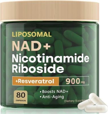 podafu NAD Supplement, Nicotinamide Riboside Resveratrol, Liposomal NMN Supplement Alternative for Energy, Focus,Women Men, 80 Capsules