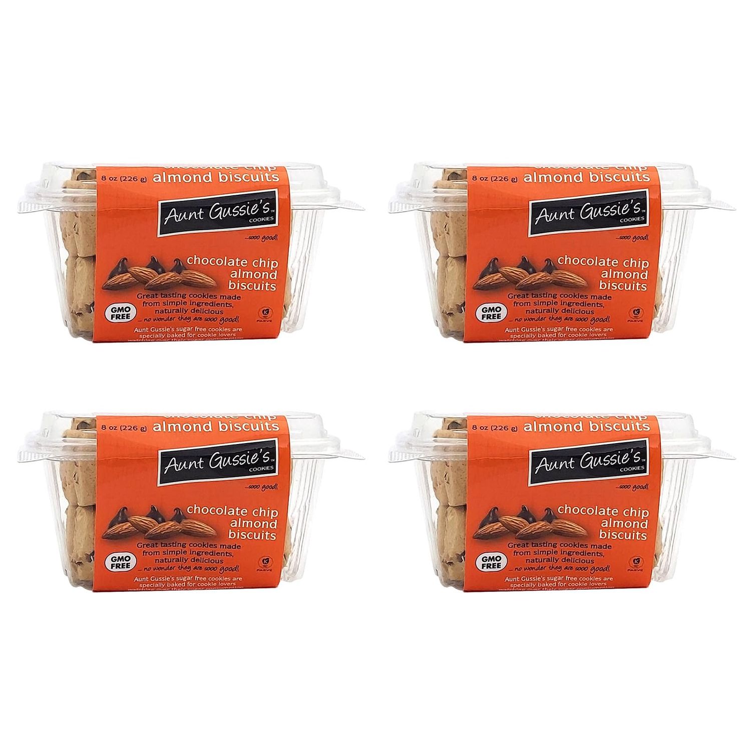 Aunt Gussie&#39;s - Sugar Free Wheat Chocolate Chip Almond Biscuits - 4 Pack