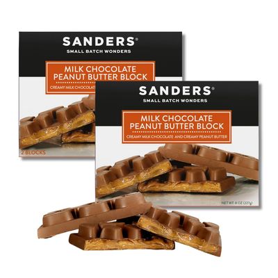 Sanders Milk Chocolate Peanut Butter Cup Block - Gift Pack of 2, 8 oz. Blocks