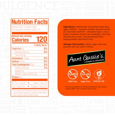 Aunt Gussie's - Sugar Free Wheat Chocolate Chip Almond Biscuits - 4 Pack