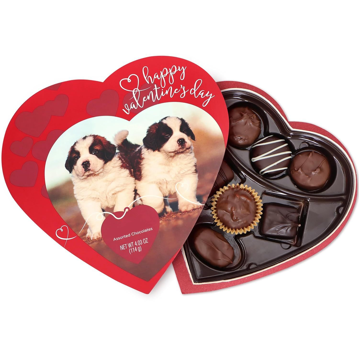 Sampler Assorted Valentines Chocolate Heart Gift Box - Milk Dark Chocolate Assorted Truffles - Fancy Pet Heart Gift Box Design May Vary