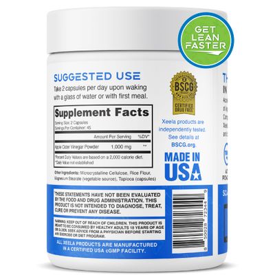 XEELA Apple Cider Vinegar Capsules with The Mother for Men Women - Appetite Craving Weight Management to Get Lean