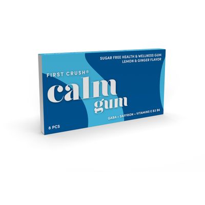 First Crush Calm Gum Health Wellness Gum with Saffron, GABA Vitamins Sugar Free