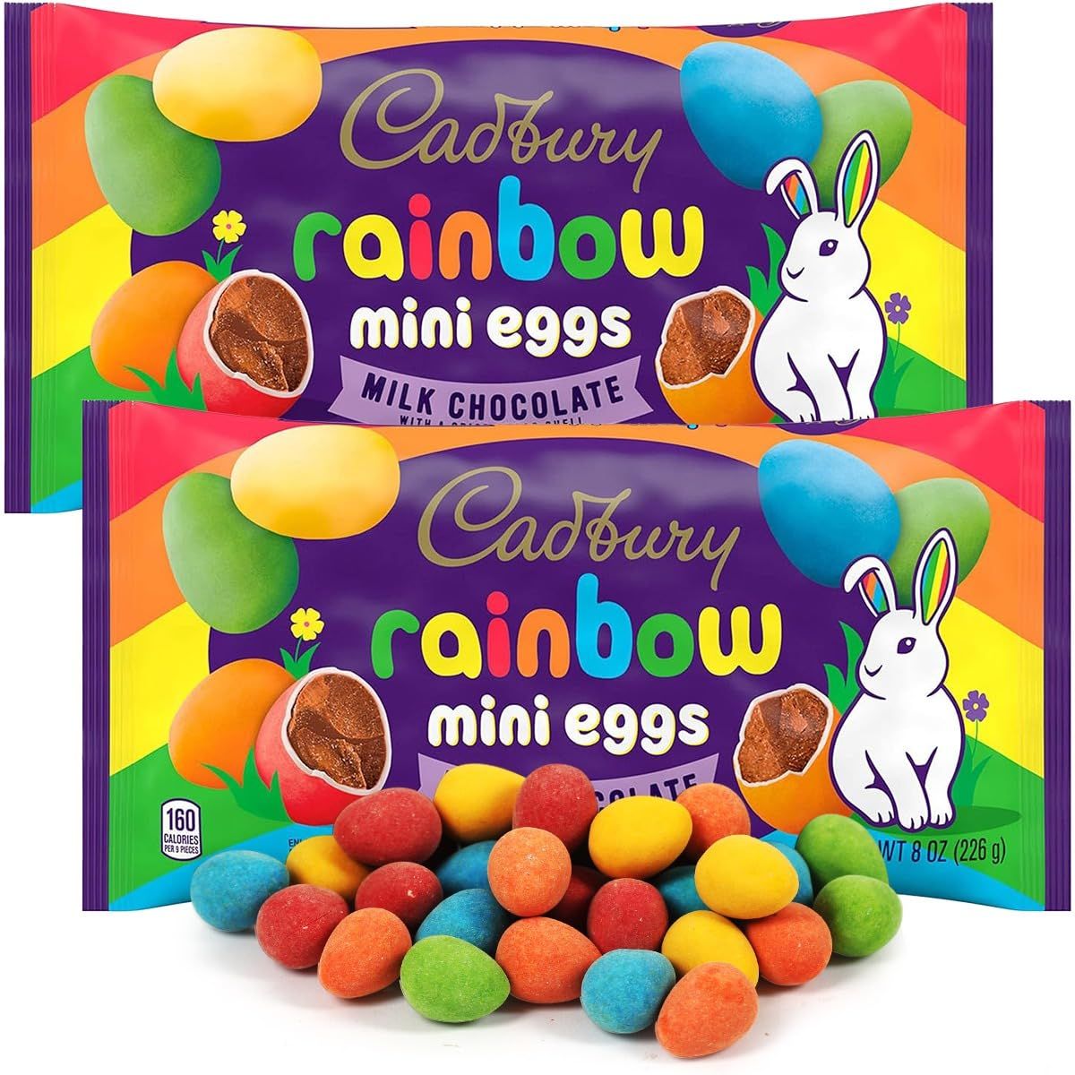 Easter Cadbury Mini Rainbow Eggs 1 Pounds 2 Bags of Cadbury Chocolate Eggs Each 8 oz, Cadbury Mini Eggs Perfect for Easter Celebrations, Treat Yourself to the Ultimate Chocolate Eggs Experience.