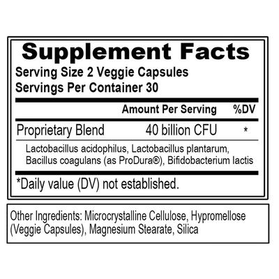 Evlution Nutrition Probiotic - 40 Billion CFU - Supports Digestive Immune Health - Probiotic Supplement for Men Women - Vegetarian, Gluten Free Non-GMO - 30 Servings - 60 Veggie Capsules