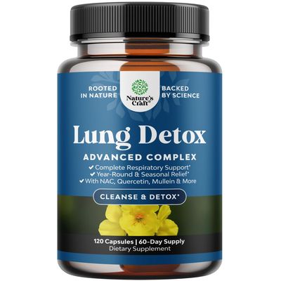 Lung Detox Mullein Leaf Capsules - Purifying Mullein Lung Cleanse Complex with NAC Quercetin Cordyceps Extracts - Leaf Herb Respiratory Supplement for Sinus Immunity Breathing Support
