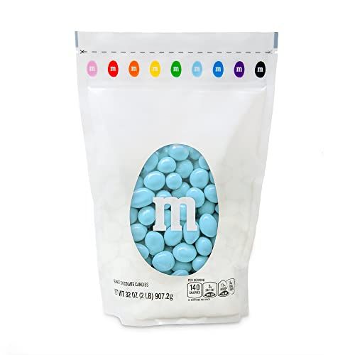 MM S Peanut Light Blue Chocolate Candy - 2lbs of Bulk Candy in Resealable Pack for Candy Buffet, Birthday Parties, Theme Meetings, Candy Bar, Sweet Stuff for DIY Party Favors or Edible Decoration
