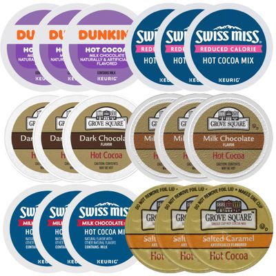 Premium Hot Cocoa K-Cup Variety Sampler Value Pack 36ct - Six Different Chocolate Flavors 6ea - Swiss Miss, Grove Square, Dunkin Donuts and More