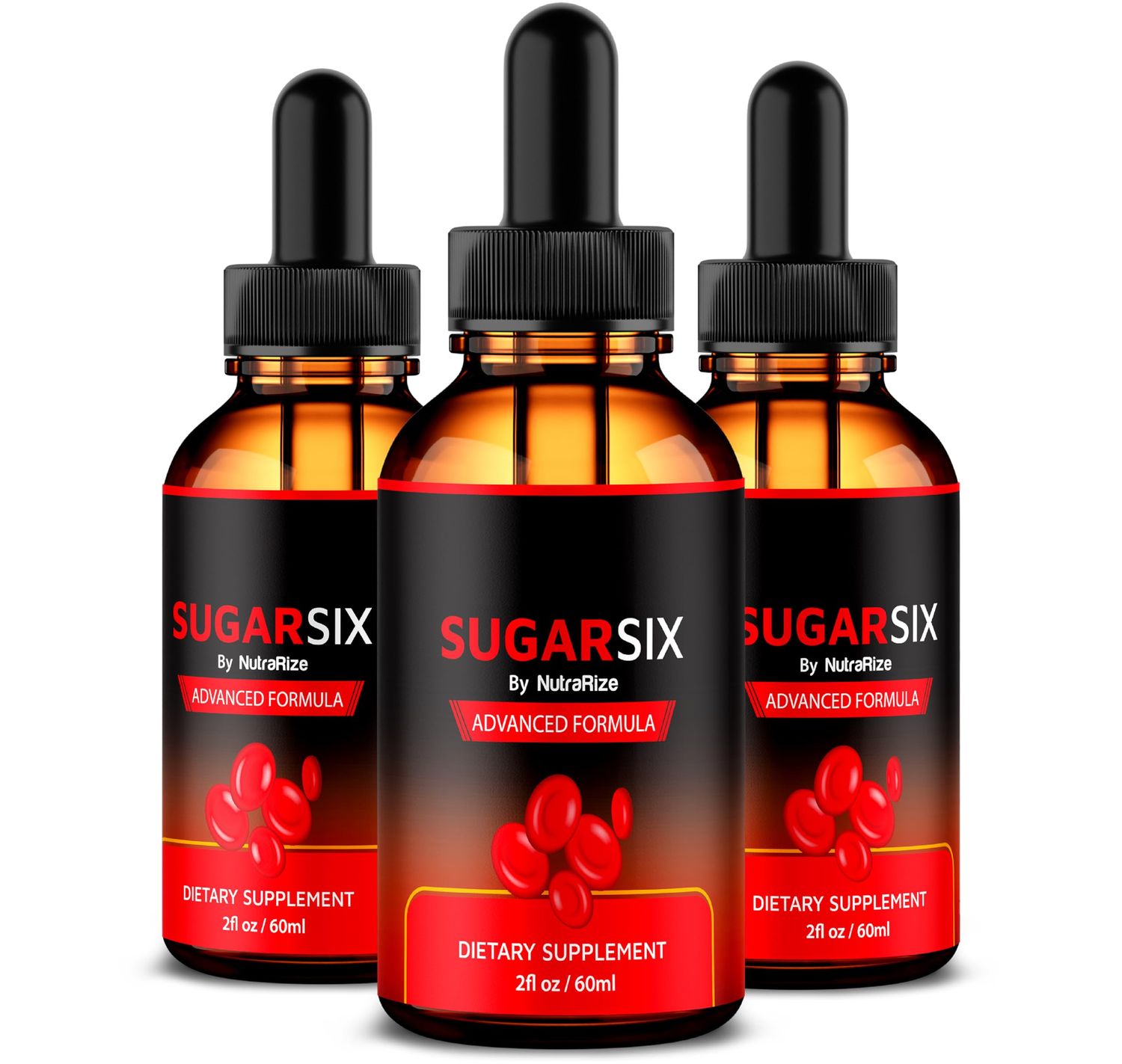 NutraRize 3 Pack SugarSix Drops, Official Sugar Six Liquid Formula, All Natural Support for Stable and Healthy Levels, Premium Dropper to Maintain Good Circulation, Sugar Six Review 90 Servings