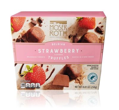 Moser Roth Belgian Cocoa Dusted Truffles, 8.81 oz 1 Box, Strawberry