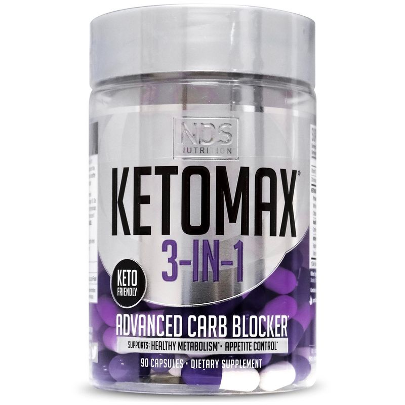 NDS Nutrition Keto-Max Advanced 3-in-1 - Keto Pills for Fat Loss Support Carb Blocker Appetite Suppressant - White Kidney Bean, Chitosan, Raspberry Ketones, and Vanadium 90 Capsules
