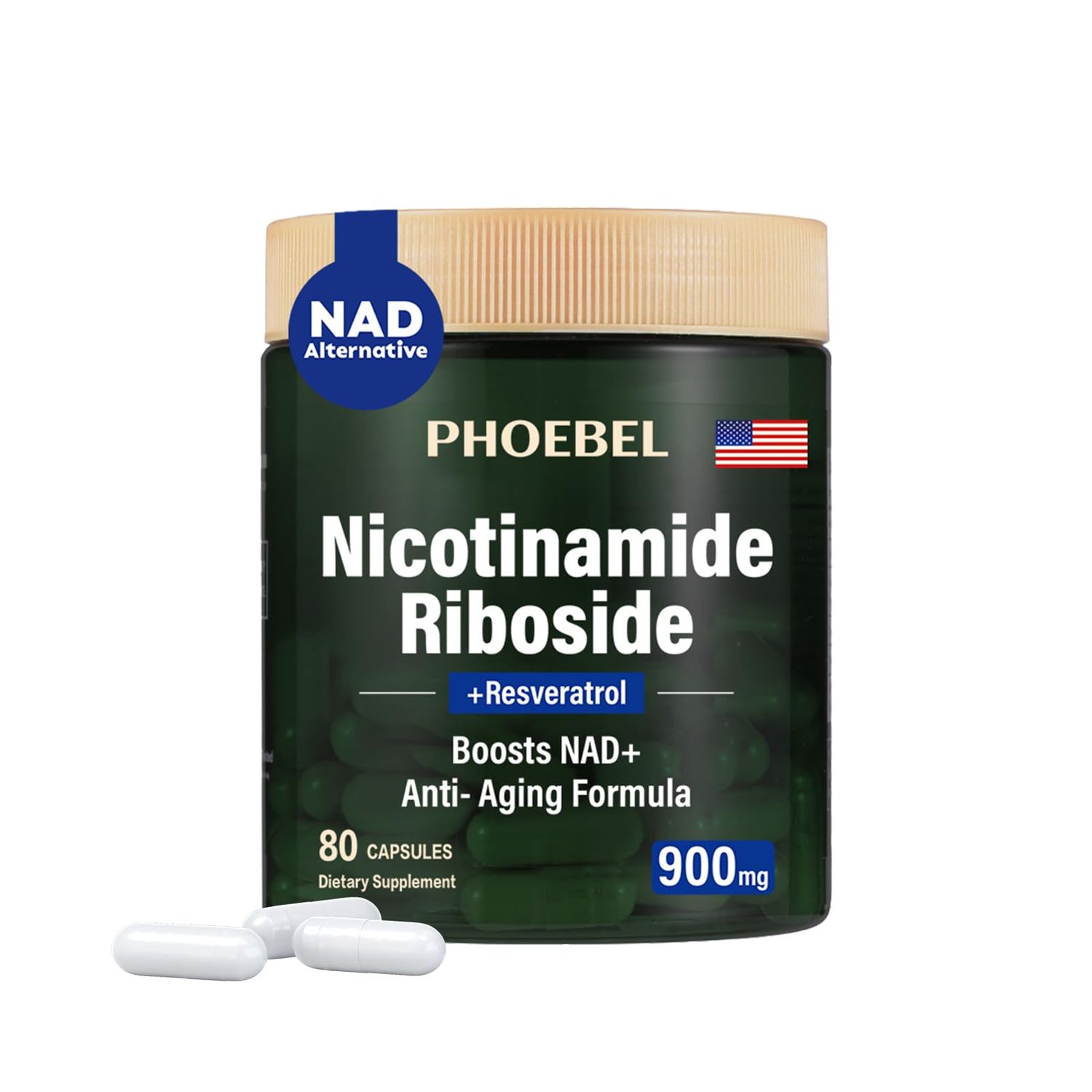 New Supplement Nicotinamide Riboside Resveratrol-900mg, Supplement for Men and Women80 Capsules