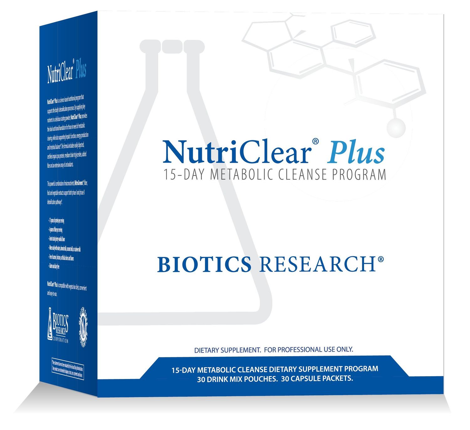 Biotics Research NutriClear Plus Detox Program, Convenient. Single Pack Serving. Easy to Follow Metabolic Cleanse Program. 17 Grams Organic Pea Protein/Serving, 30 Packs. Shaker Bottle.