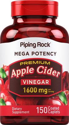 Piping Rock Apple Cider Vinegar Capsule Caplets 1600mg 150 Pills High Potency Extra Strength ACV Supplement Vegetarian, Non-GMO, Gluten Free