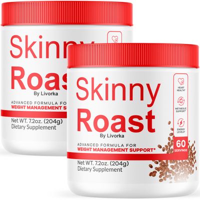 2 Pack Skinny Roast - Skinny Roast Coffee Advanced Formula, Official SkinnyRoast Organic Powder, Supplement Support Healthy Lifestyle - Premium Natural Formula, 120 Servings for 2 Months