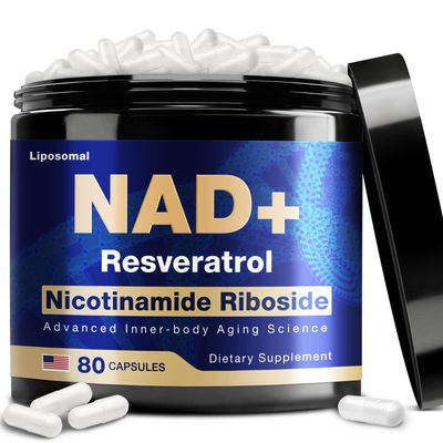 NLMUBR LUCKSIT NAD Supplement - NAD Nicotinamide Riboside Resveratrol 900mg, Liposomal NAD with NR for Women and Men, Supports Cellular Energy, Anti-Aging, Brain, Muscle - 80 Capsules