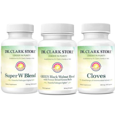 Dr. Clark Store Intestine Support Cleanse Kit - with Freeze-Dried Green Black Walnut Hulls, Wormwood, and Cloves-Helps Maintain Optimum Intestinal Function