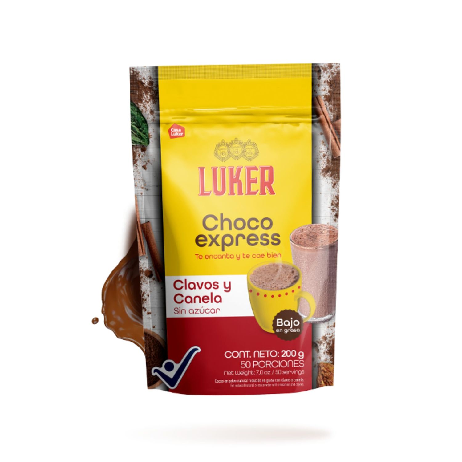 Chocolate Luker Choco Express - Colombian Hot Chocolate Mix 7.0 Oz, Clavos Canela Sin Azucar