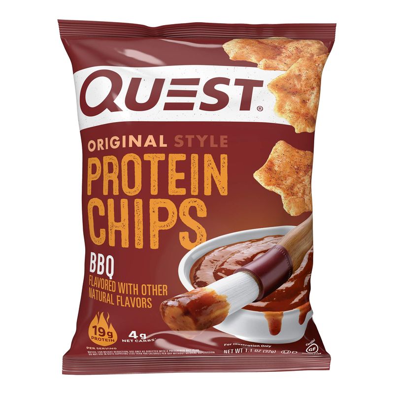 Quest Nutrition BBQ Protein Chips, 19g Protein, 4g Net Carb, Low Carb, Gluten Free, 1.1 oz Pack of 12