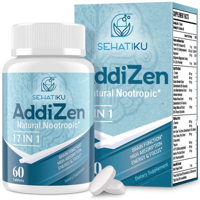 17-in-1 Brain Supplement for Memory and Focus Natural Nootropics Brain Supplement for Brain Cognition, Energy High Absorption L-Theanine, Phytonutrient Blend and Vitamins B6, B12 60 Tablets