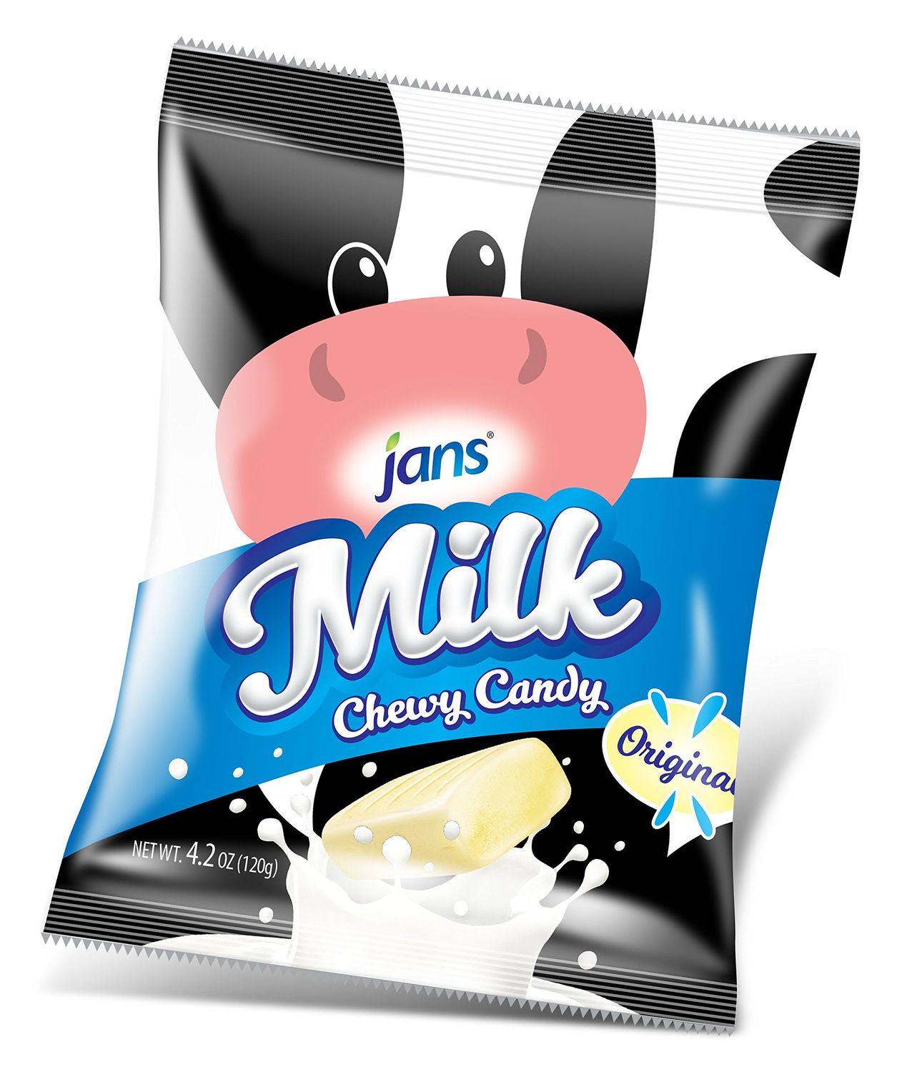 Jans Milk Chewy Candy Original Milk Flavor Chewy and Non-Sticky Candy Cholesterol-Free Fat-Free Low-Calories Irresistible Treat for Kids and Adults 4.20 oz per bag Pack of 1