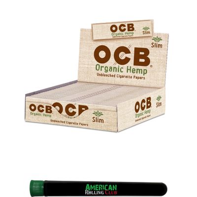 OCB Organic Cigarette Rolling Papers King Size Slim Full Box Includes American Rolling Club Tube