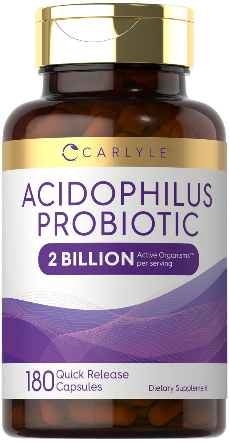 Carlyle Acidophilus Probiotic for Women Mens Digestive Health 2 Billion CFU 180 Quick Release Capsules Non-GMO Gluten Free