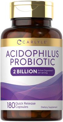 Carlyle Acidophilus Probiotic for Women Mens Digestive Health 2 Billion CFU 180 Quick Release Capsules Non-GMO Gluten Free