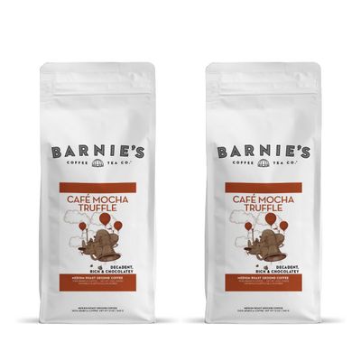 Barnies Caf Mocha Truffle Ground Coffee, Decadent and Rich Chocolate Flavor, Medium Roasted Arabica Coffee Beans, Sugar Free and Nut Free, 12 oz Bag Pack of 2