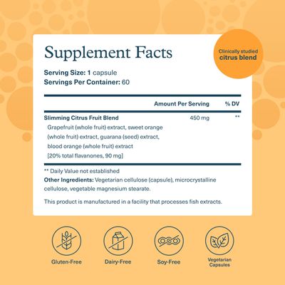 Youtheory Slimming Citrus Fruit - Vegan Health Supplement with Chromium - Supports Overall Wellness - Dairy, Soy Gluten Free - 60 Vegetarian Capsules