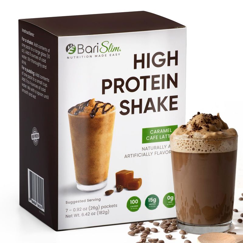 BariSlim High Protein Shake - Delicious Nutritious Meal Replacement Shake - Low Sugar Carb - Formulated for Bariatric Patients Post-Weight Loss Surgery Support Carmel Caffe Latte 9 oz
