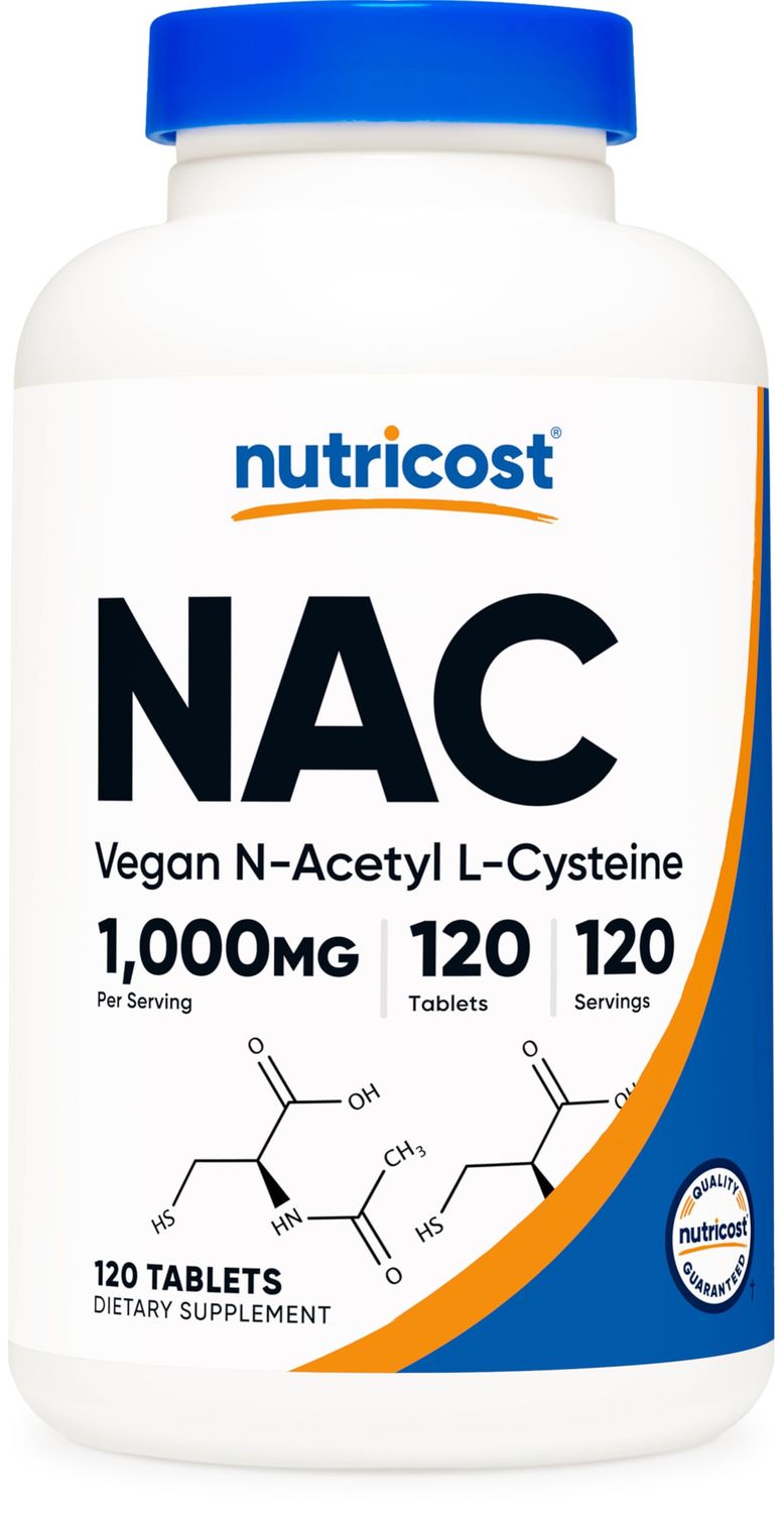 Nutricost N-Acetyl L-Cysteine NAC 1000 mg, 120 Vegan Tablets - GMO Free, Gluten Free, Vegetarian Supplement