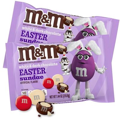 Easter Sundae White Dark Chocolate Mix - 2-Pack of Easter Chocolate Candy for Egg Hunts, Basket Stuffers, Sweet Treats - 7.44 oz Bags