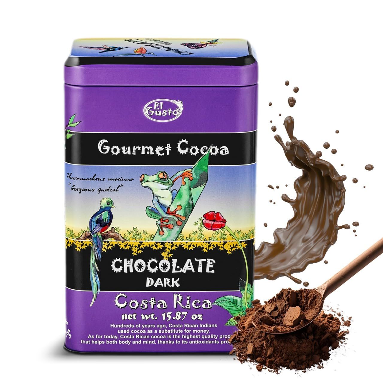 50 Costa Rican Cocoa Powder 15.87oz All Natural, Gourmet, Dutch Processed Cocoa Powder - Cane Sugar High Flavanol Cacao Powder - For Baking, Hot Chocolate Brewing - Non-GMO, Single Origin Costa Rica