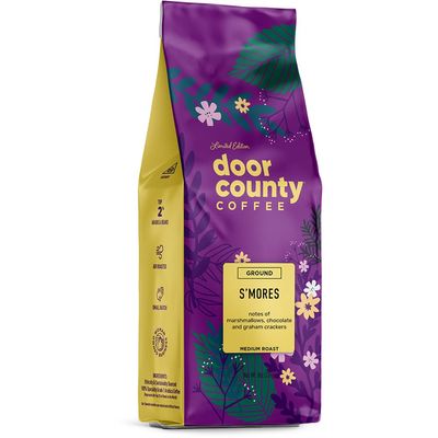 Door County Coffee S mores Flavored Coffee Ground 8 oz Bag Spring-Summer Seasonal Medium Roast 100 Specialty Arabica Chocolate, Marshmallow, Graham Cracker Flavor