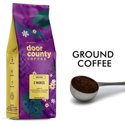 Door County Coffee S mores Flavored Coffee Ground 8 oz Bag Spring-Summer Seasonal Medium Roast 100 Specialty Arabica Chocolate, Marshmallow, Graham Cracker Flavor